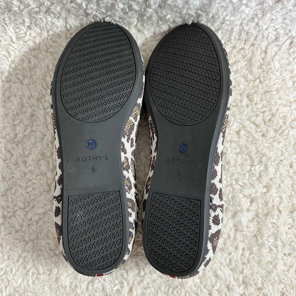 Rothy's Shoes The Loafer Womens 9 Tan Brown Leopard Flats Slip On Animal Round - Picture 10 of 14